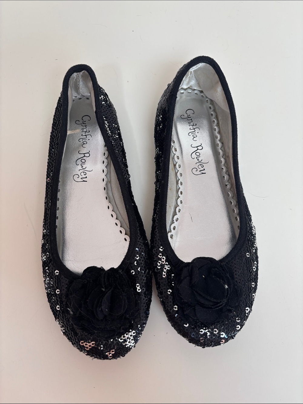 Cynthia Rowley Black Sequin Flower Girls Dress Flats